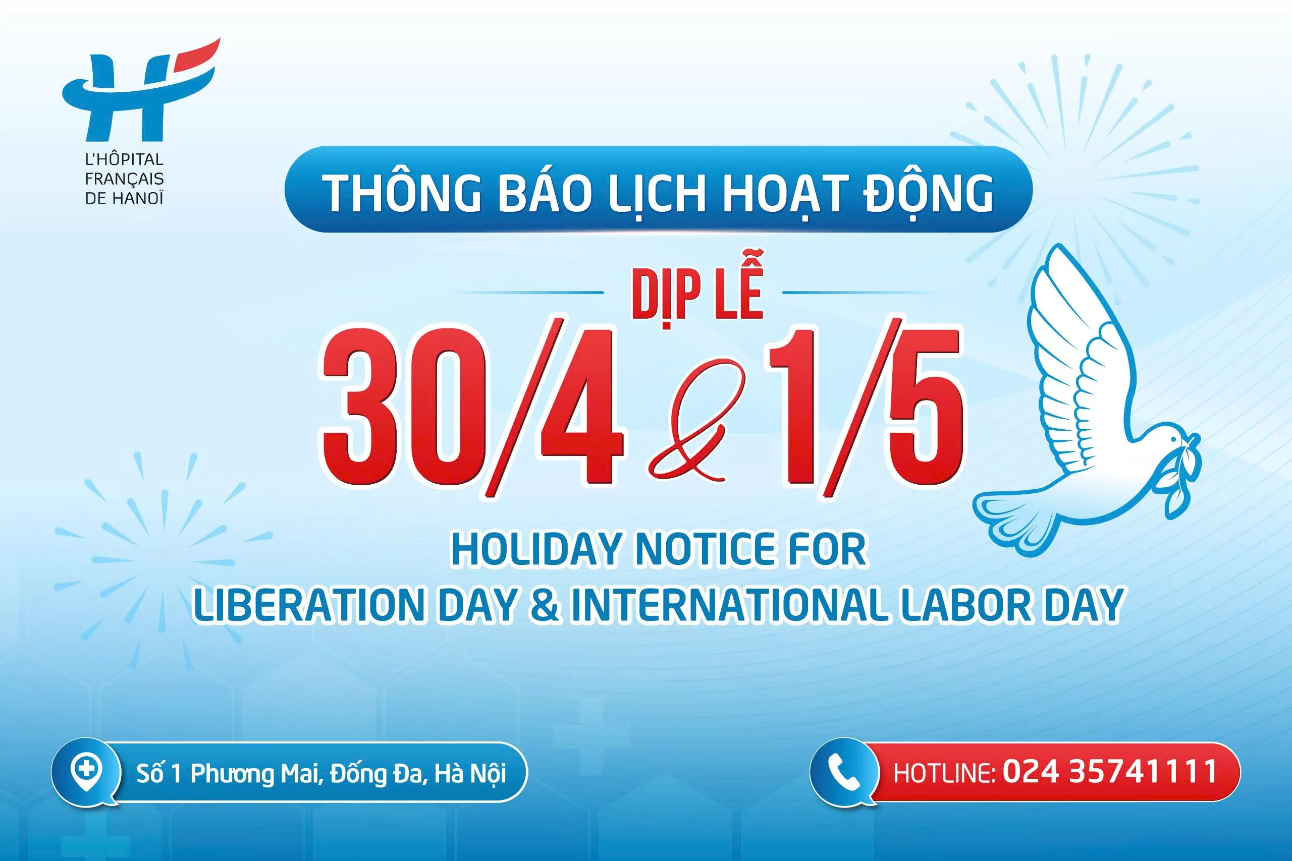 HOLIDAY NOTICE - LIBERATION DAY &amp; INTERNATIONAL LABOR DAY