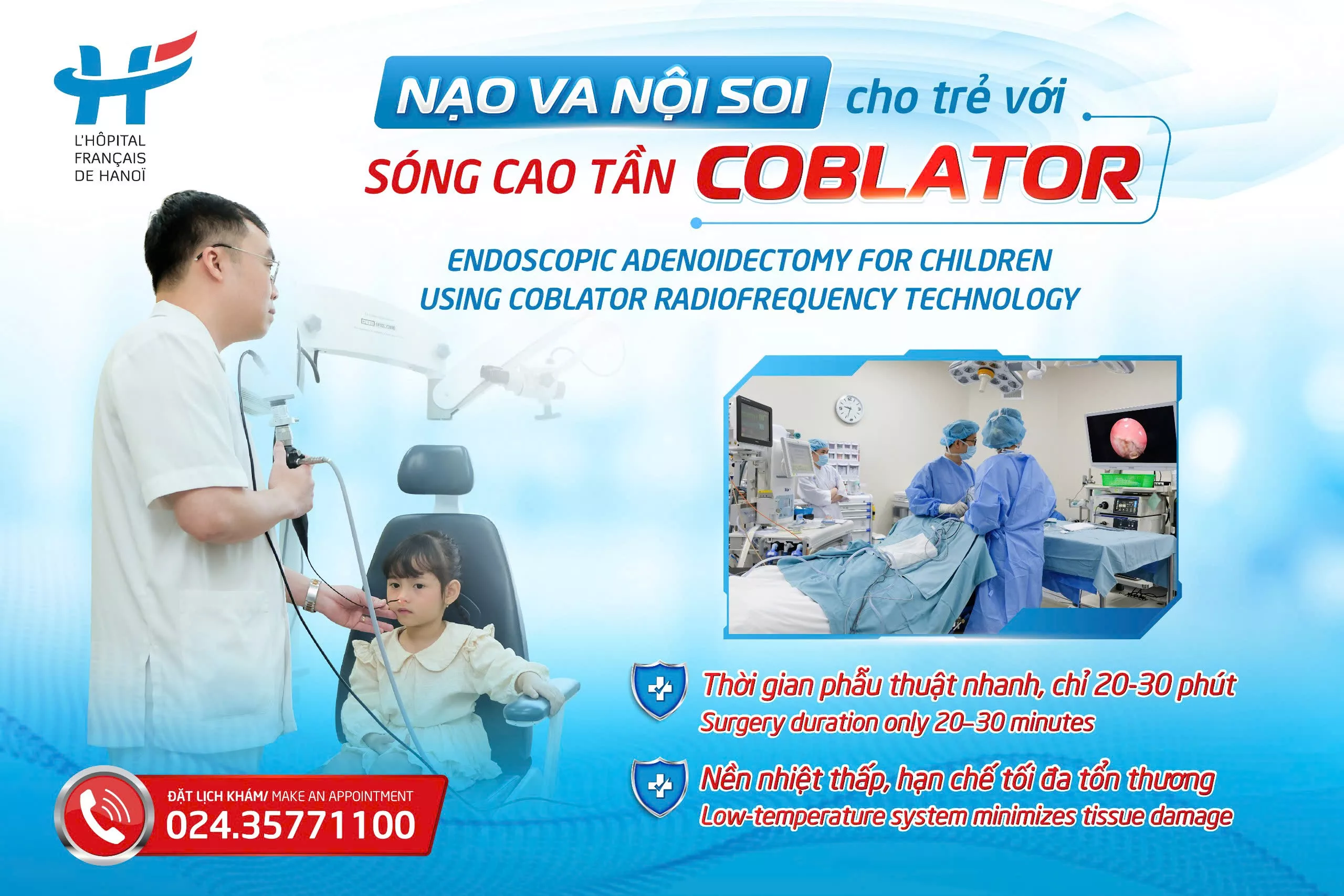 NẠO VA NỘI SOI CHO TRẺ VỚI SÓNG CAO TẦN COBLATOR