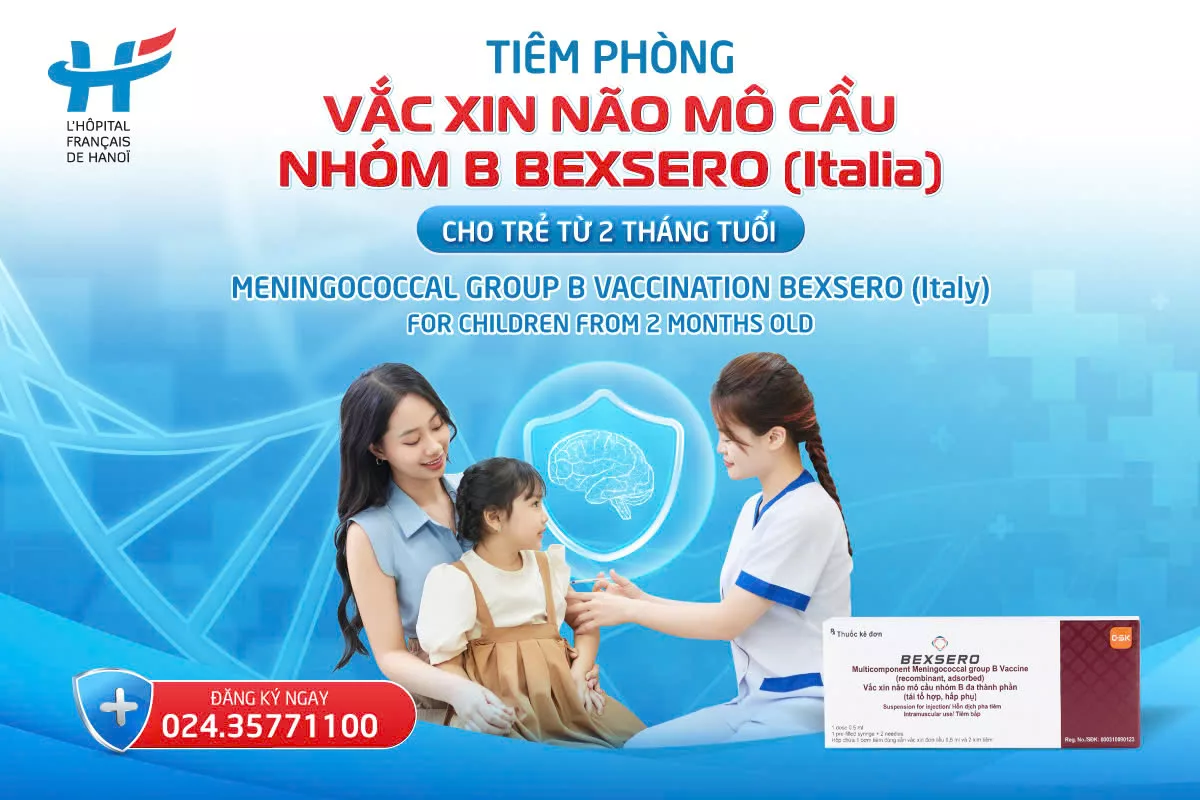 TIÊM PHÒNG VẮC XIN NÃO MÔ CẦU NHÓM B BEXSERO (Italia) CHO TRẺ TỪ 2 THÁNG TUỔI